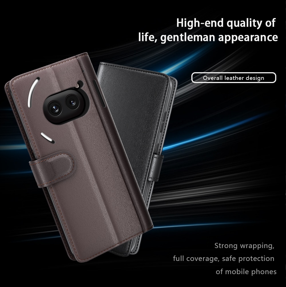 Funda de cuero genuino Nothing Phone 2a, Negro