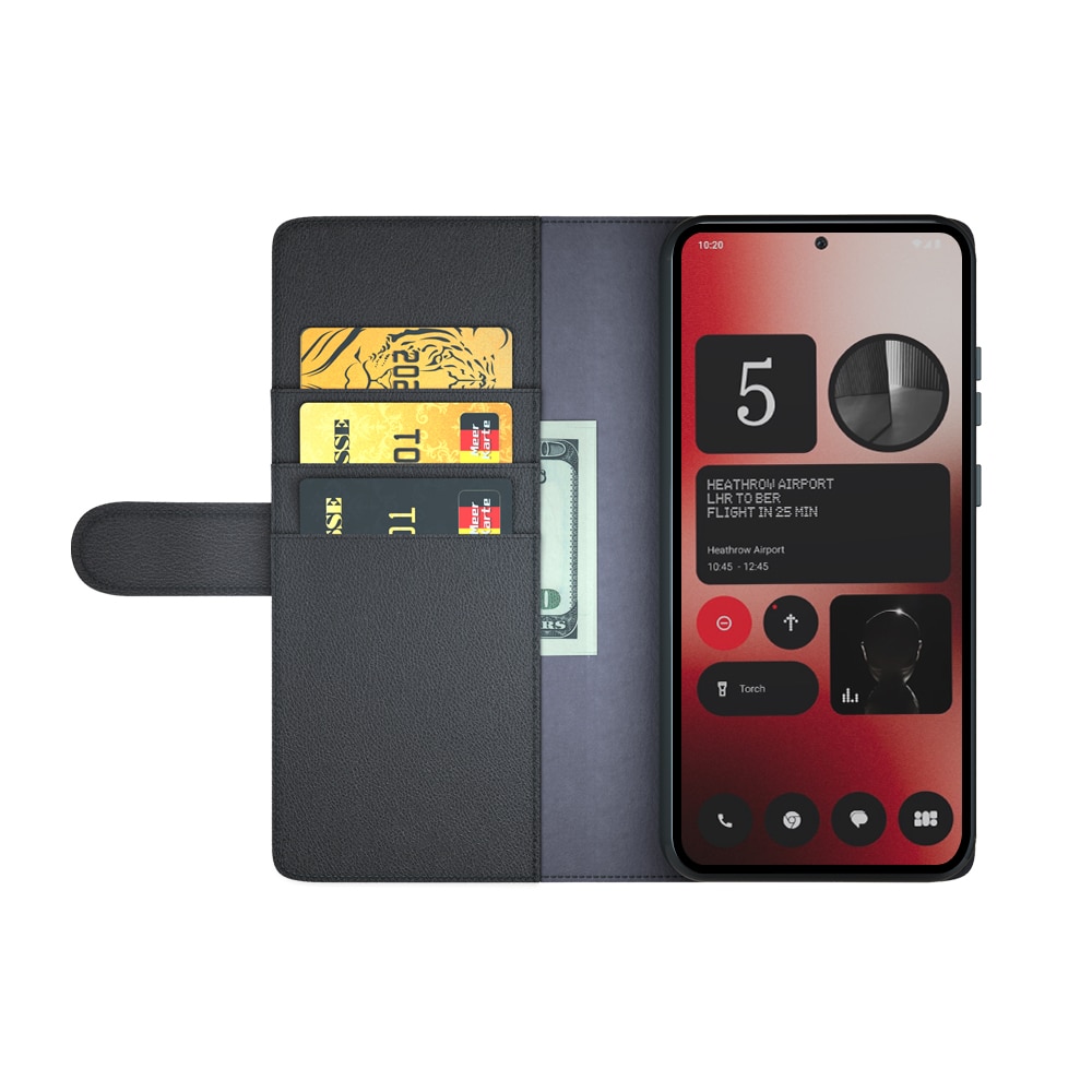 Funda de cuero genuino Nothing Phone 2a, Negro