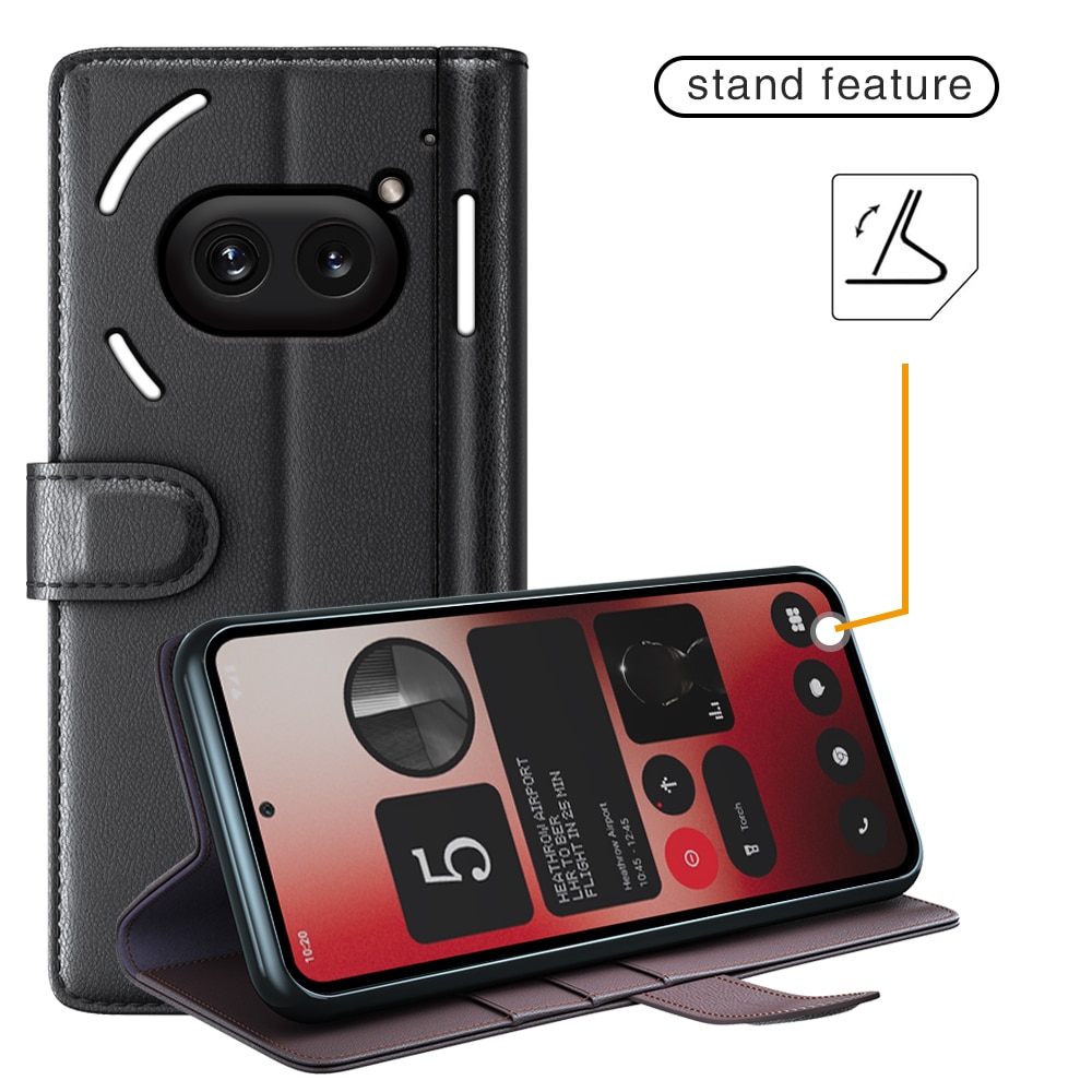 Funda de cuero genuino Nothing Phone 2a, Negro