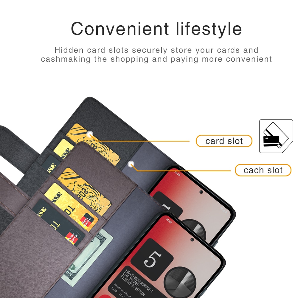 Funda de cuero genuino Nothing Phone 2a, Negro