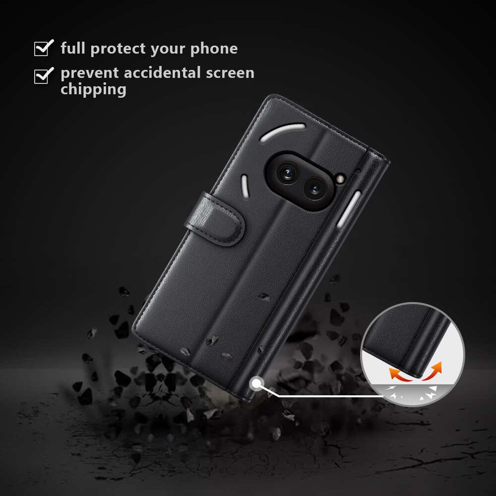 Funda de cuero genuino Nothing Phone 2a, Negro