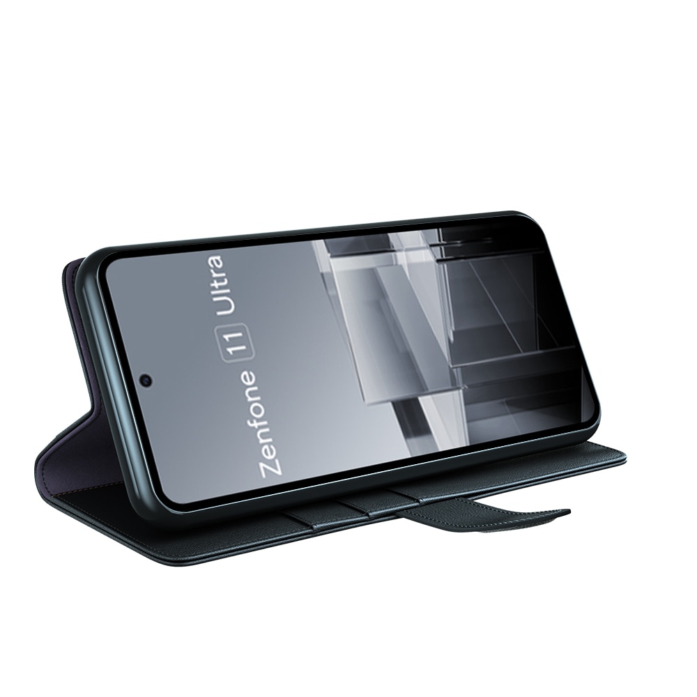 Funda de cuero genuino Asus Zenfone 11 Ultra, Negro