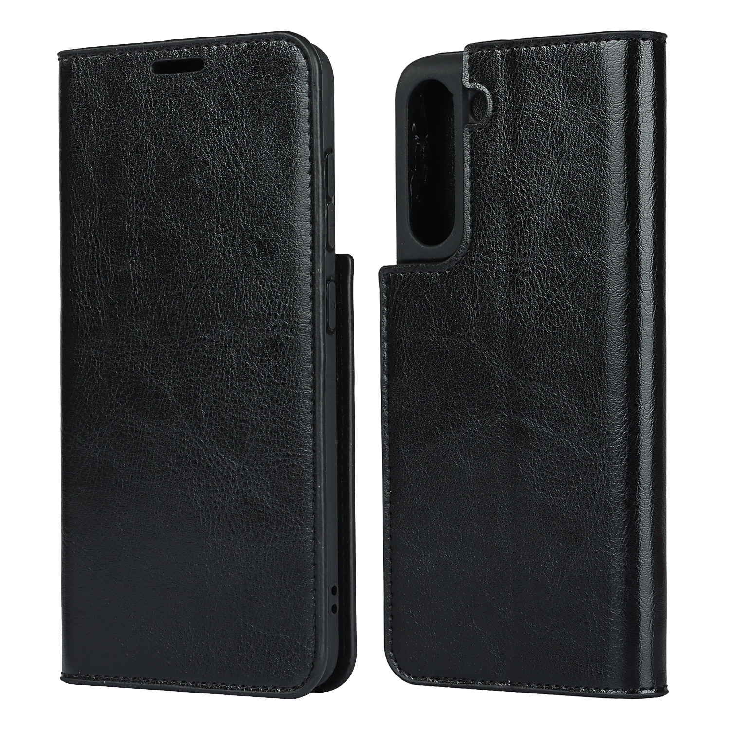 Funda cartera de cuero genuino Samsung Galaxy S21 Negro