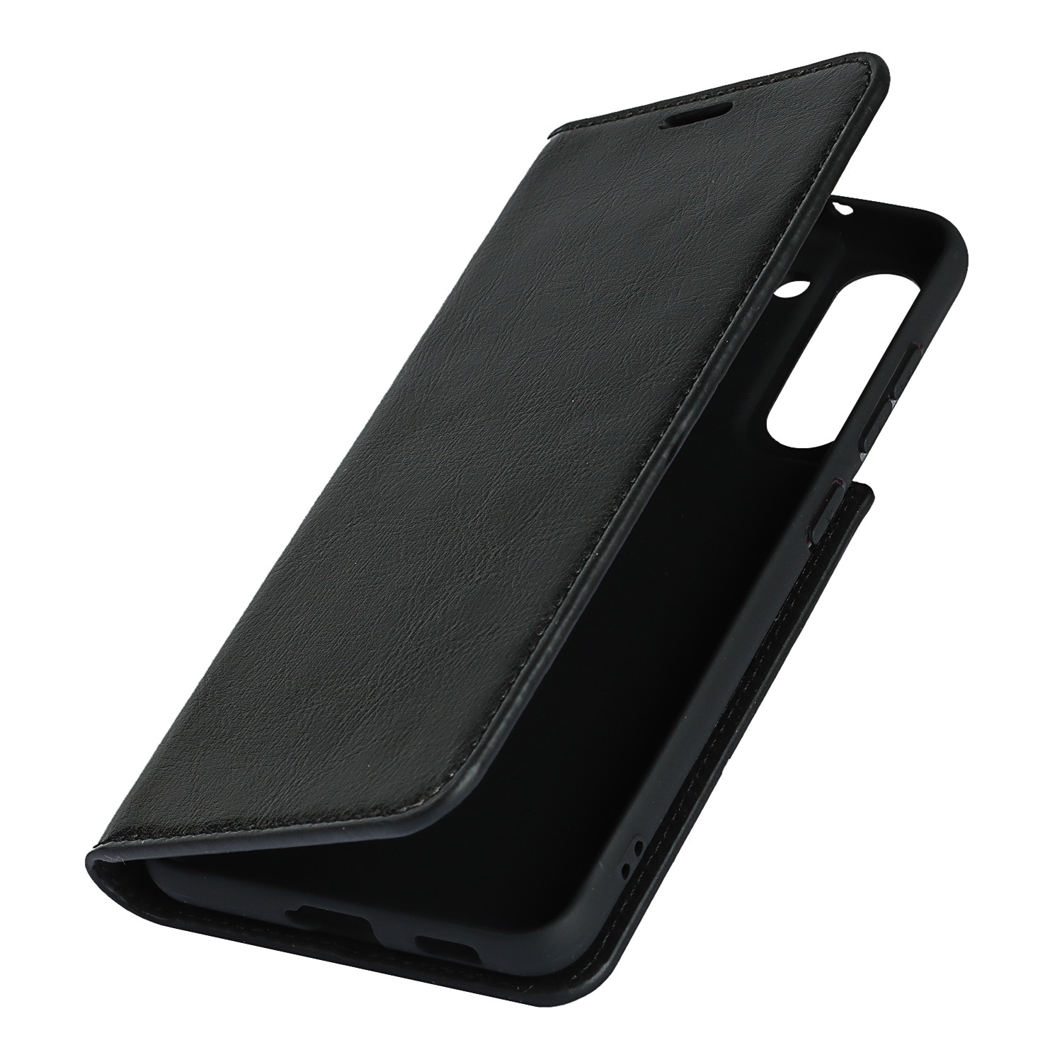 Funda cartera de cuero genuino Samsung Galaxy S21 Negro