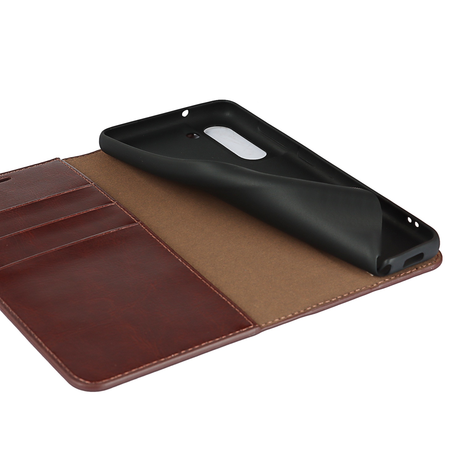 Funda cartera de cuero genuino Samsung Galaxy S21 Marrón oscuro
