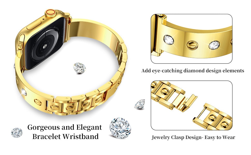 Correa Bangle Diamond Apple Watch 41mm Series 7, oro