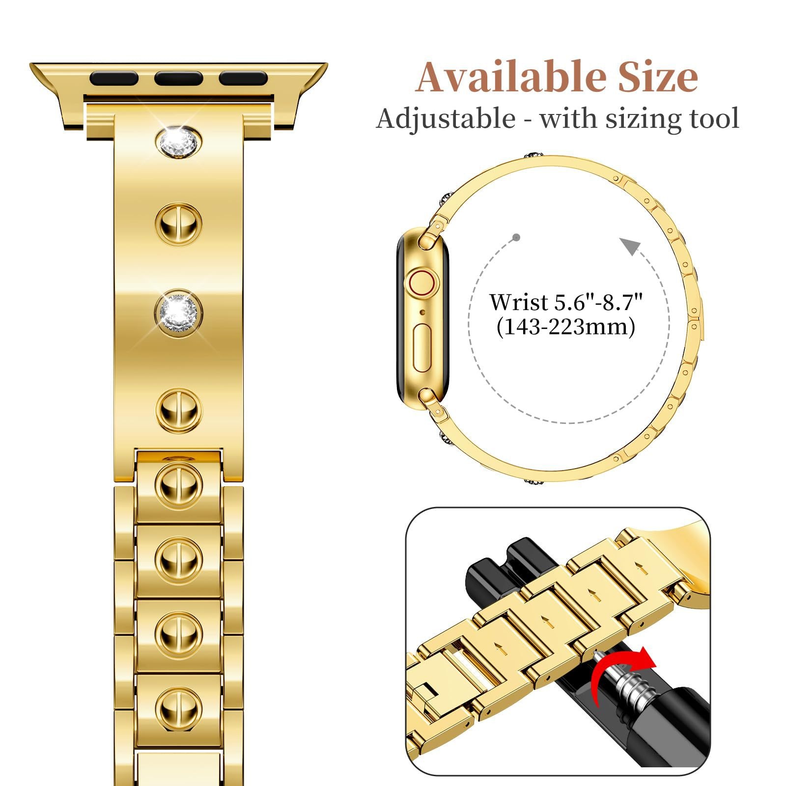 Correa Bangle Diamond Apple Watch 41mm Series 7, oro