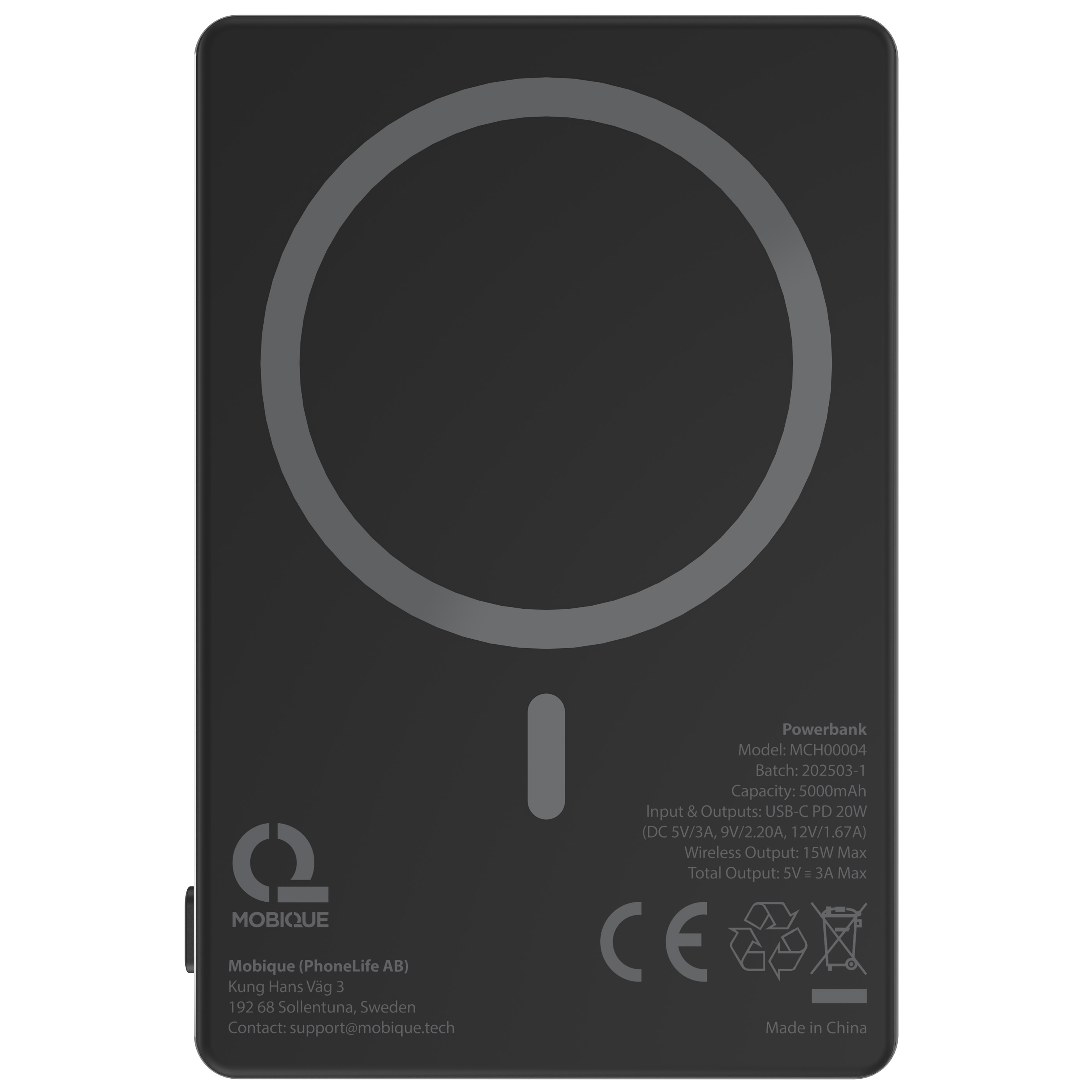 Powerbank inalámbrico magnético 5000 mAh. negro