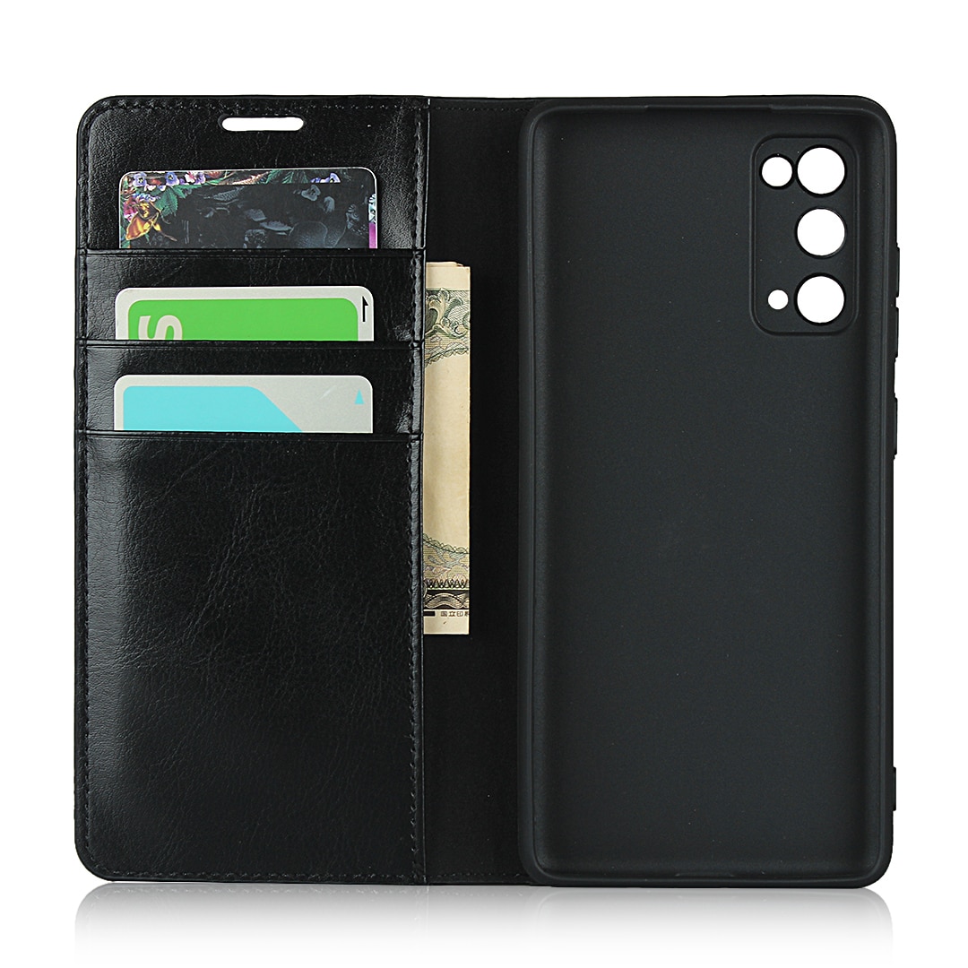 Funda cartera de cuero genuino Samsung Galaxy S20 FE Negro