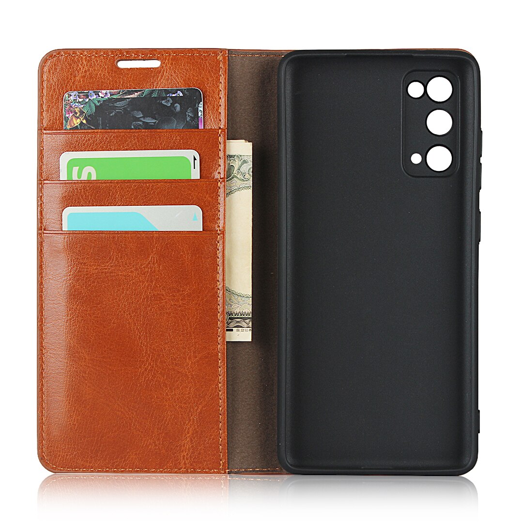 Funda cartera de cuero genuino Samsung Galaxy S20 FE marrón