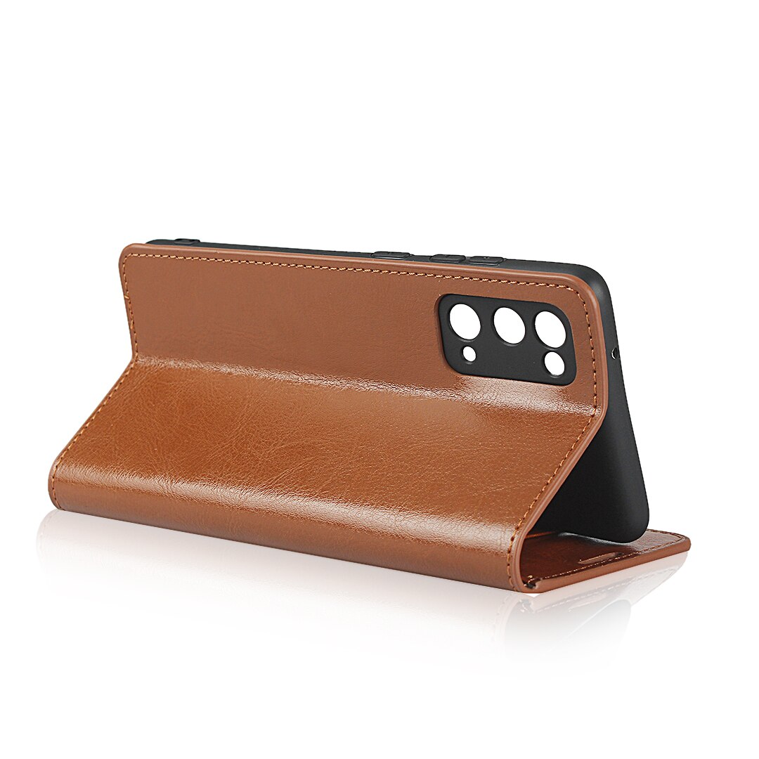 Funda cartera de cuero genuino Samsung Galaxy S20 FE Marrón