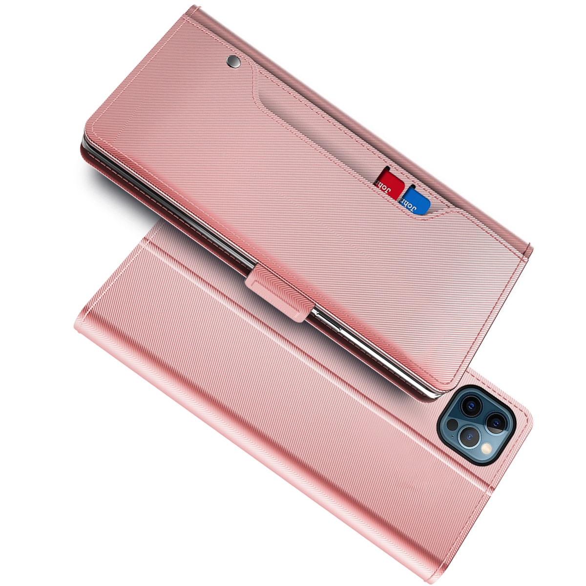 Funda con solapa Espejo iPhone 14 Pro Max Pink Gold