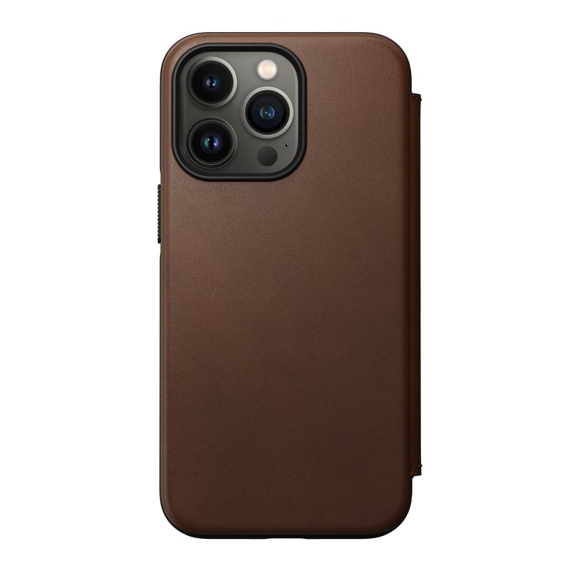 Modern Leather Folio iPhone 13 Pro Rustic Brown