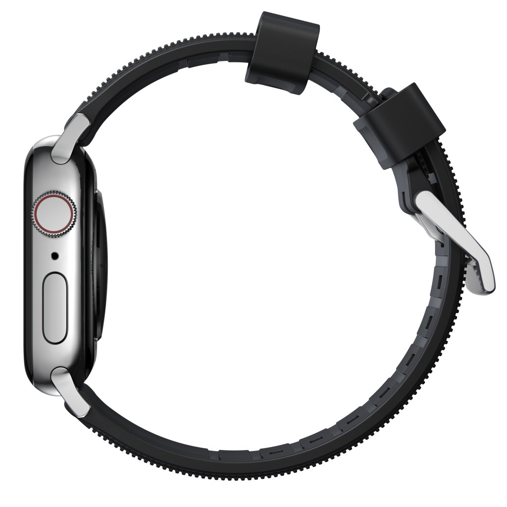 Rugged Band Apple Watch 42/44/45/49 mm Black (Silver Hardware)