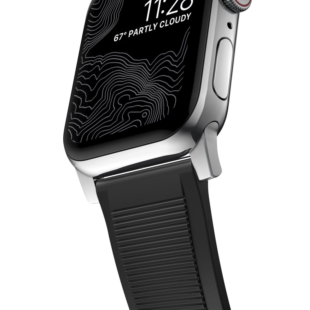 Rugged Band Apple Watch 42/44/45/49 mm Black (Silver Hardware)