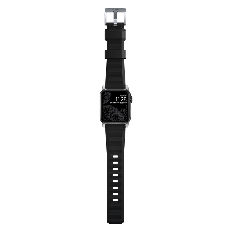 Rugged Band Apple Watch 42/44/45/49 mm Black (Silver Hardware)