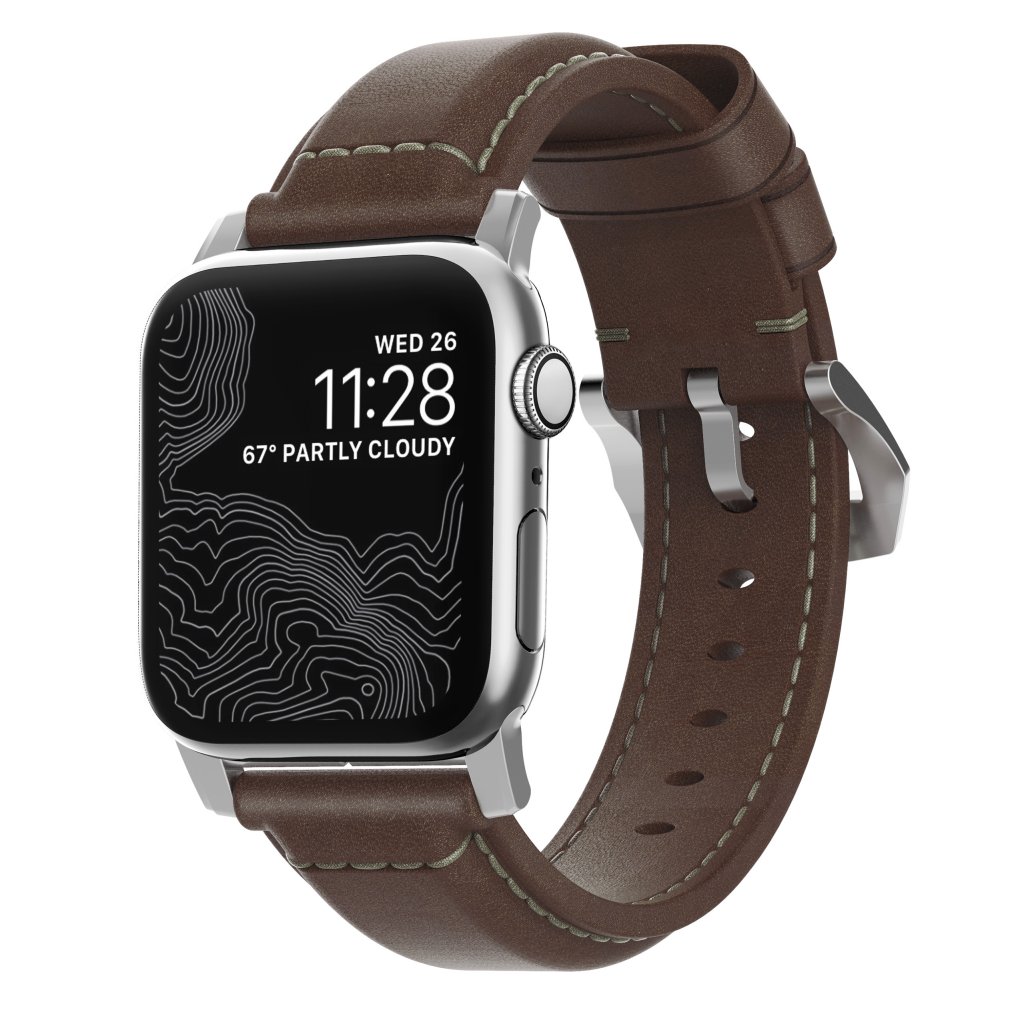 Traditional Band Apple Watch 42/44/45/49 mm Rustic Brown (Silver Hardware)
