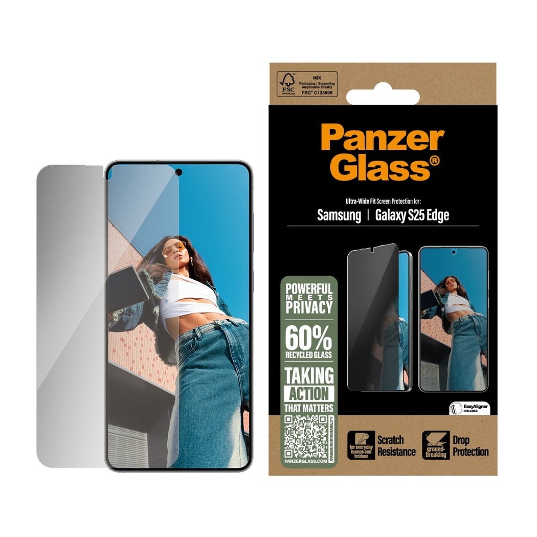 Samsung Galaxy S25 Edge Privacy Screen Protector (with EasyAligner) Ultra Wide Fit