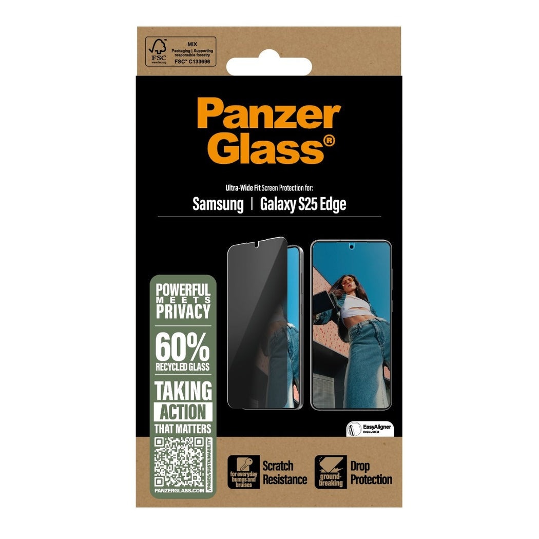 Samsung Galaxy S25 Edge Privacy Screen Protector (with EasyAligner) Ultra Wide Fit