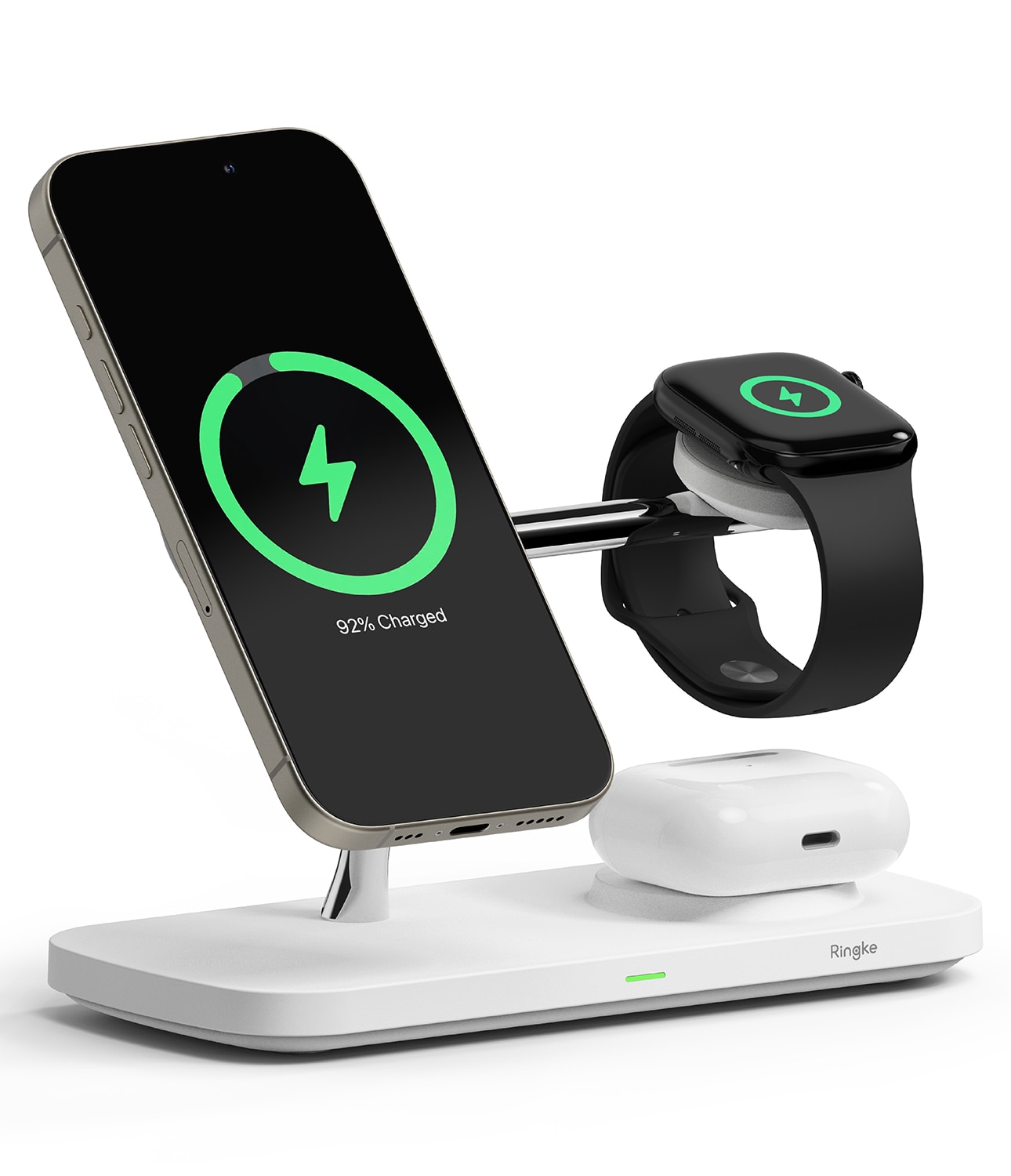 3-in-1 Wireless Charger Stand Qi2 MagSafe, blanco