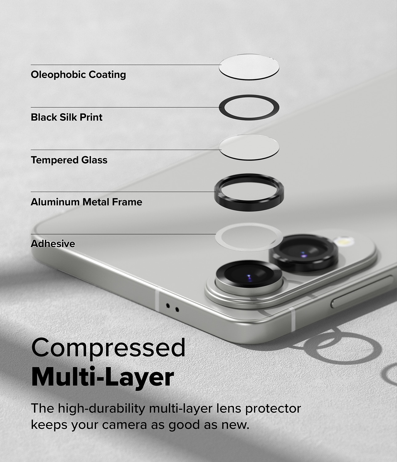 Camera Lens Frame Glass (2 piezas) Samsung Galaxy S25 Edge Black