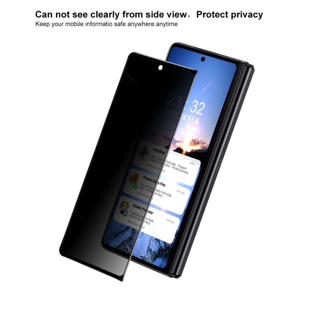 Protector pantalla cobertura privacidad total de cristal emplado Samsung Galaxy Z Fold 4 Negro