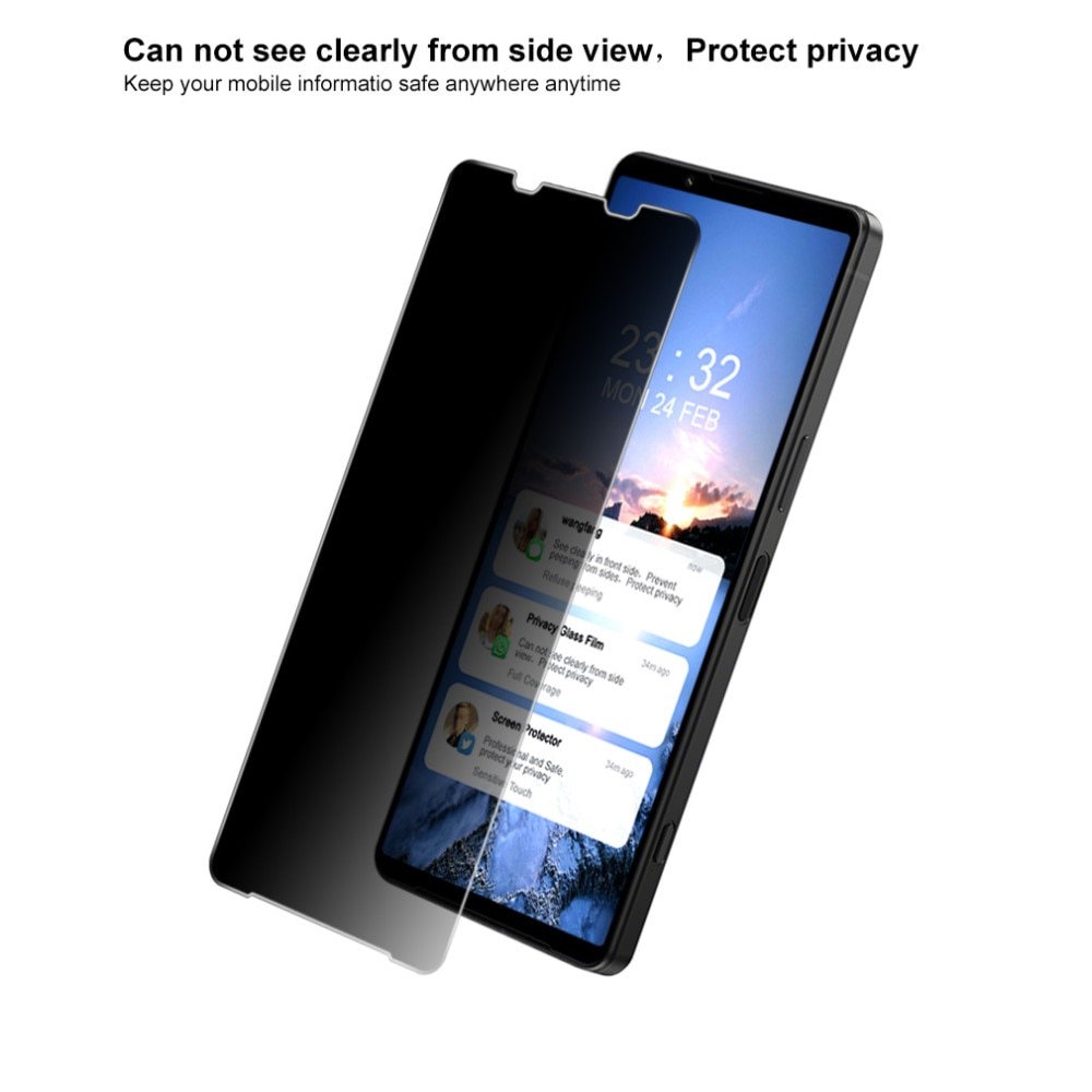 Protector pantalla cobertura privacidad total de cristal emplado Sony Xperia 1 IV Negro