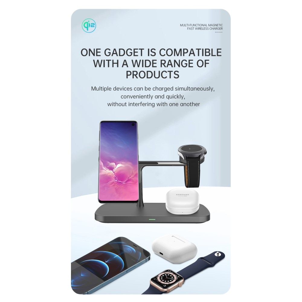 Apple iPhone 13 Pro Estación de Carga Inalámbrica 3-en-1 Qi2 MagSafe negro