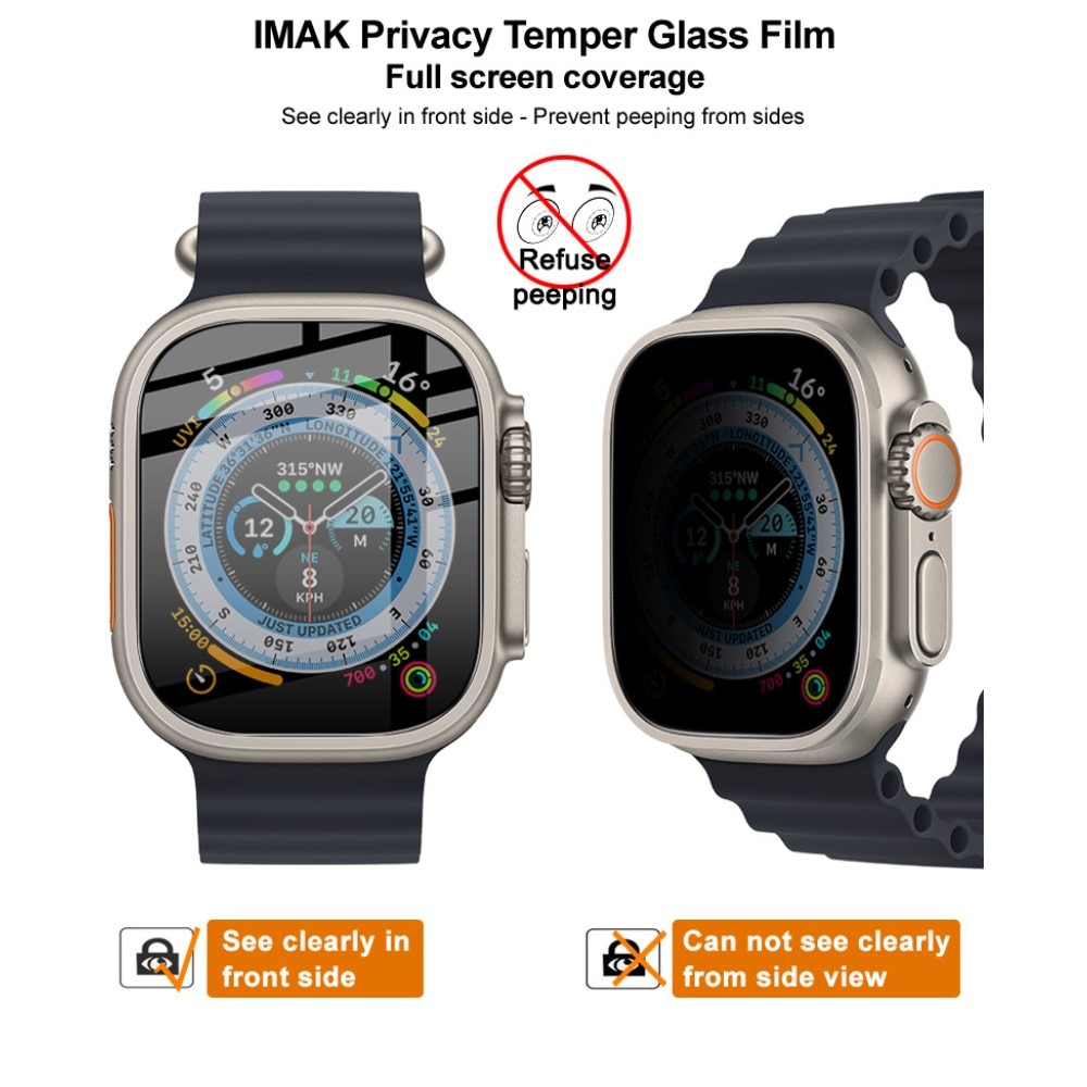 Protector de pantalla privacidad de cristal templado Apple Watch Ultra 2 49mm