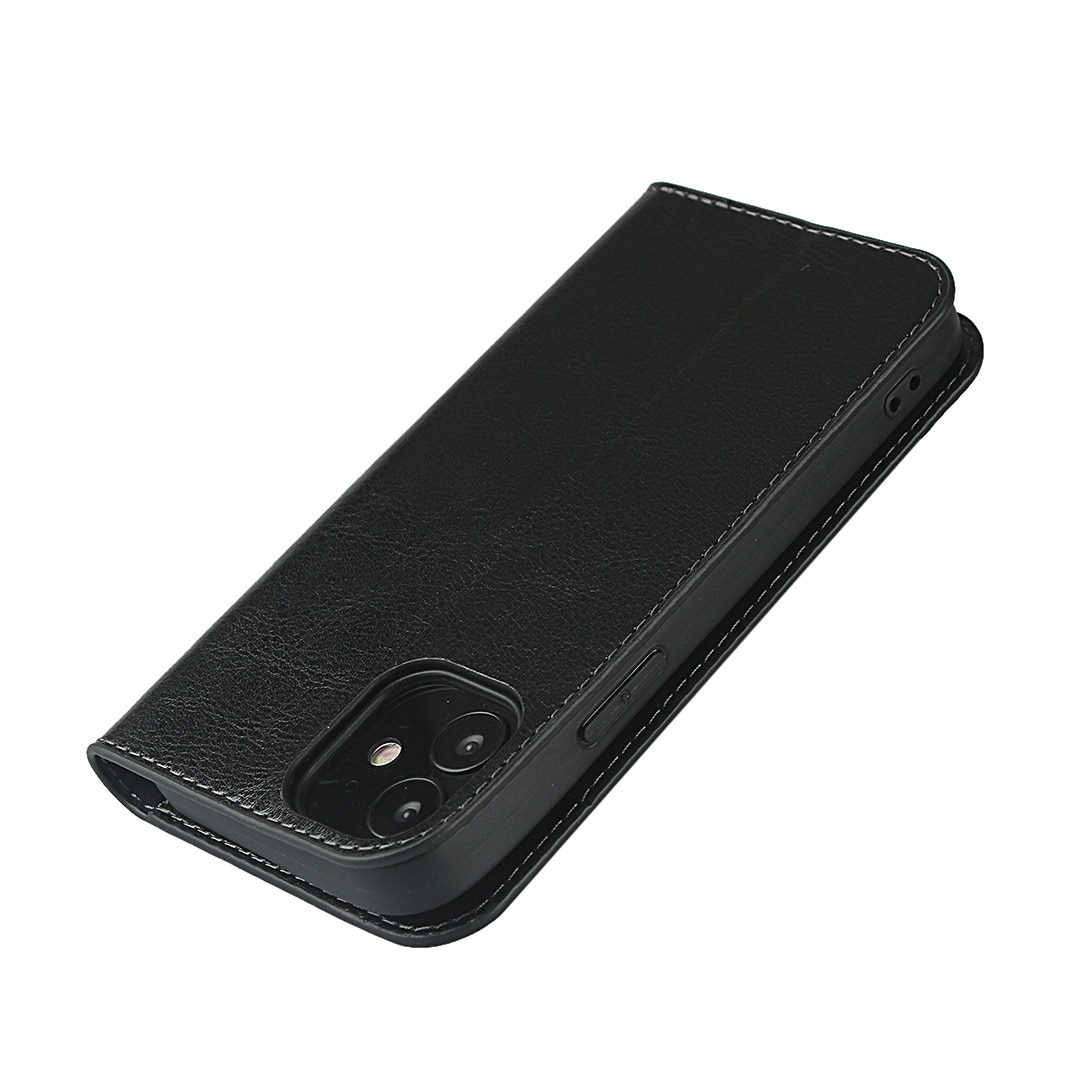 Funda cartera de cuero genuino iPhone XR negro