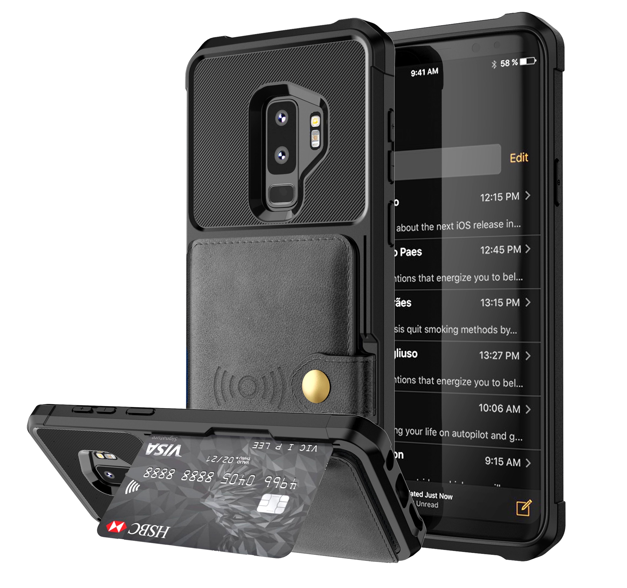 Funda con tarjetero Tough Multi-slot Samsung Galaxy S9 Plus Negro