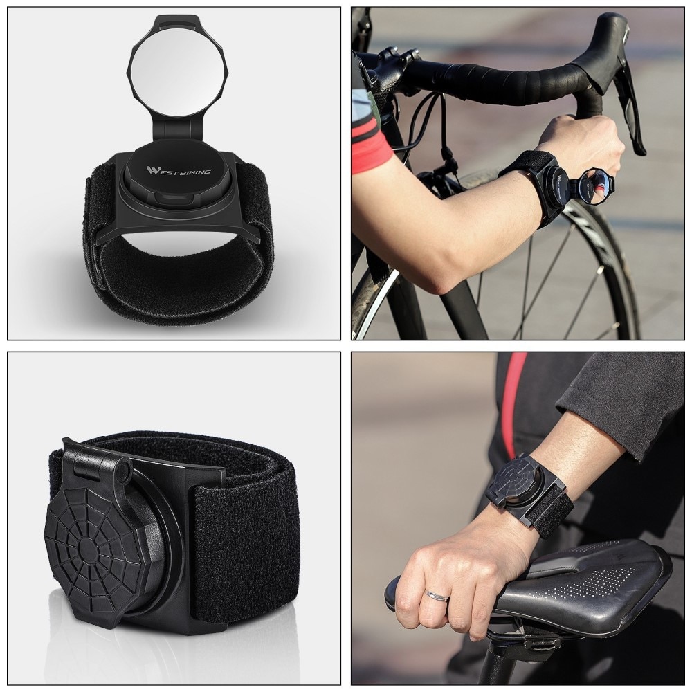 Espejo giratorio para muñeca de bicicleta, negro