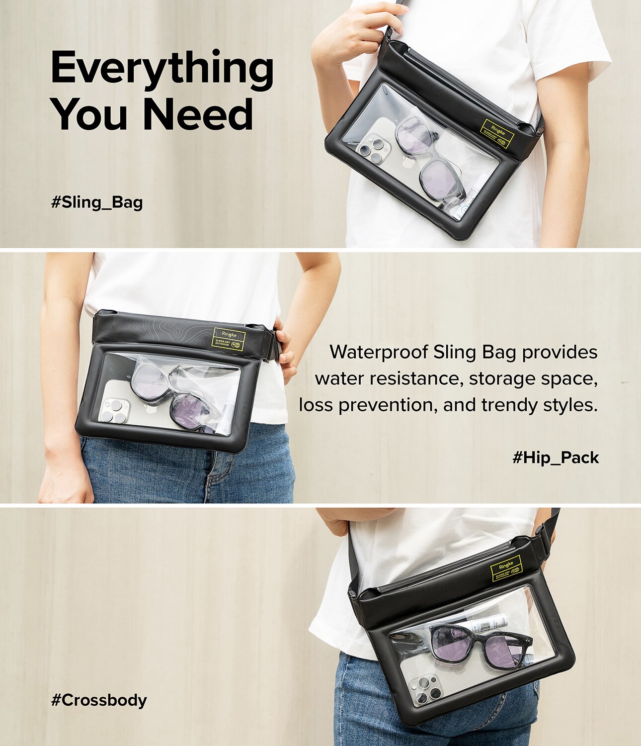 Universal Waterproof Sling Bag Black