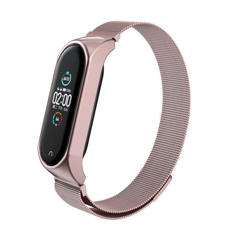 Pulsera milanesa para Xiaomi Mi Band 3/4, oro rosado