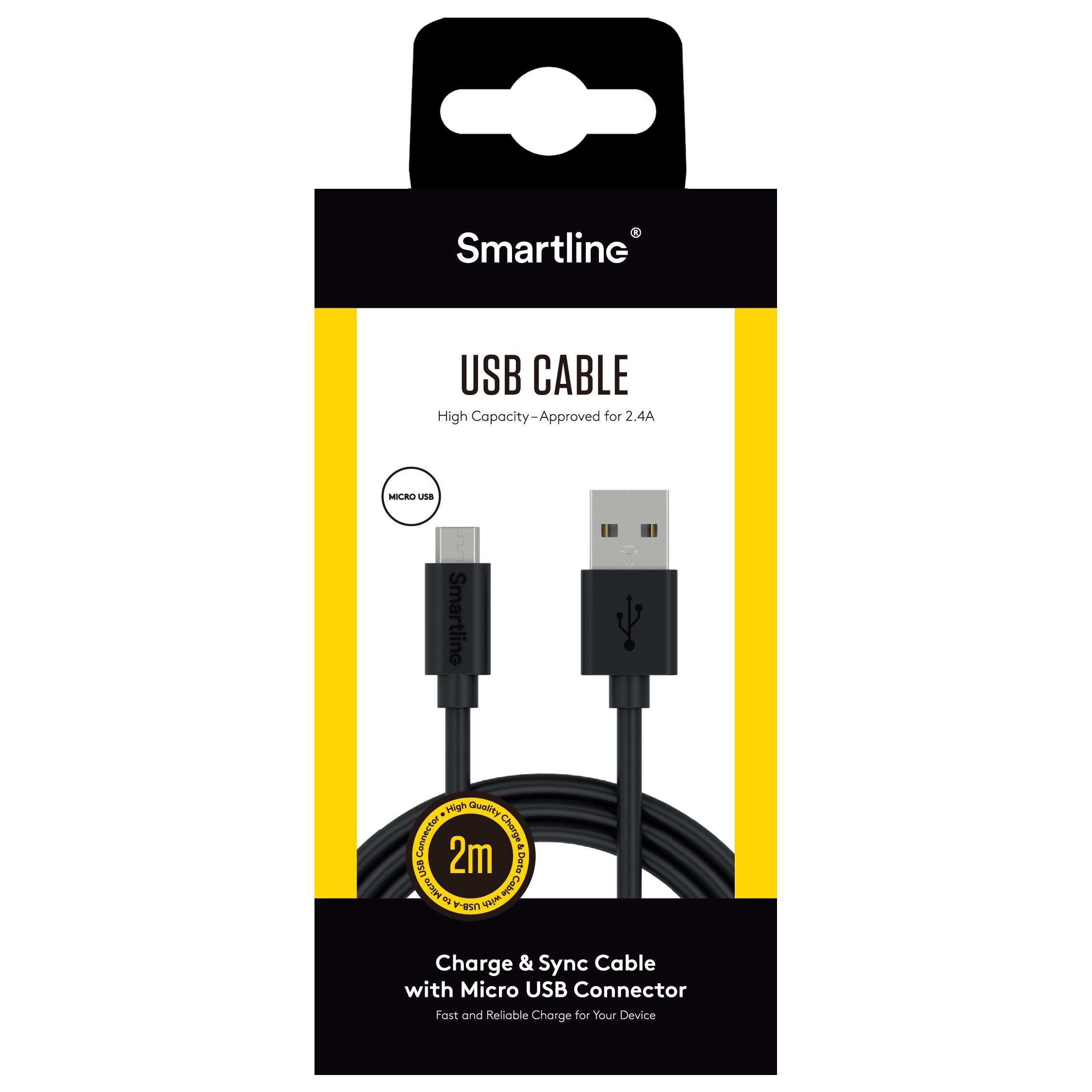 Cable USB-A a MicroUSB 2 metros Negro