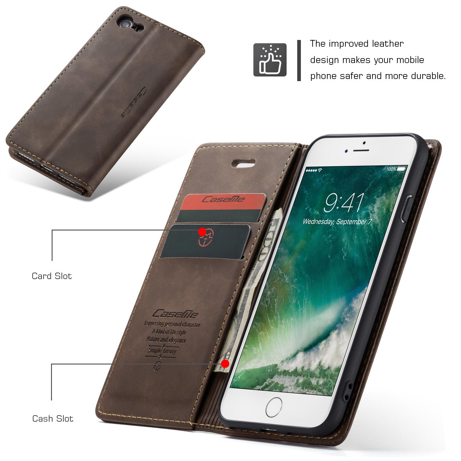 Funda delgada con solapa iPhone SE (2020) marrón