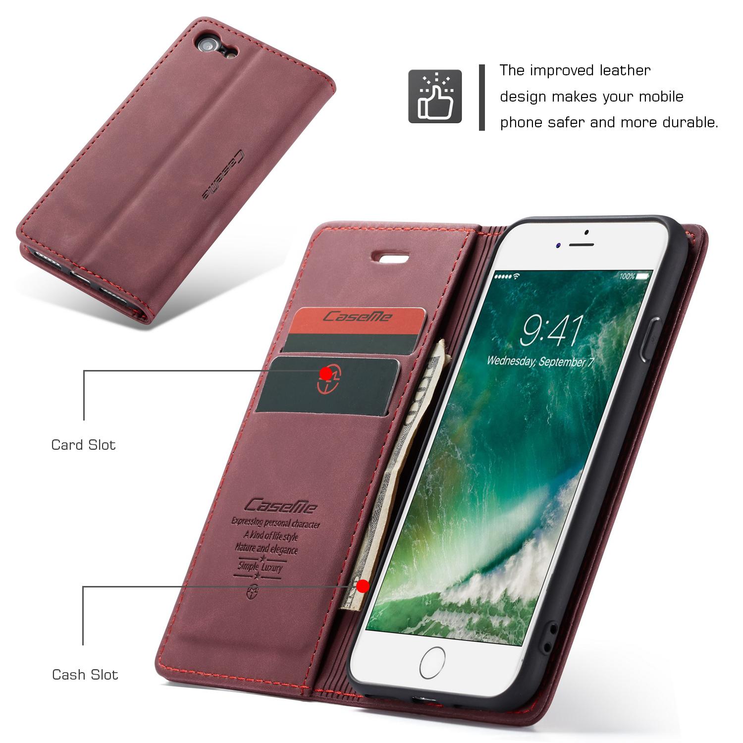 Funda delgada con solapa iPhone SE 2020 Rojo
