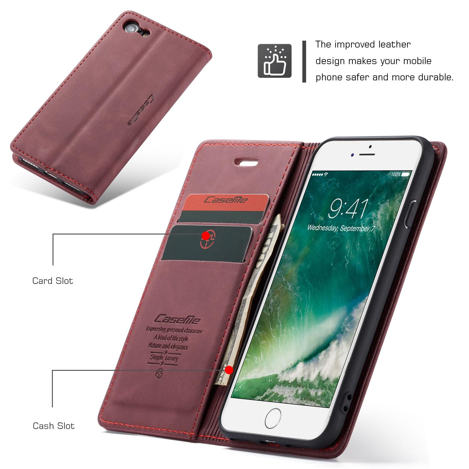 Funda delgada con solapa iPhone 7 rojo