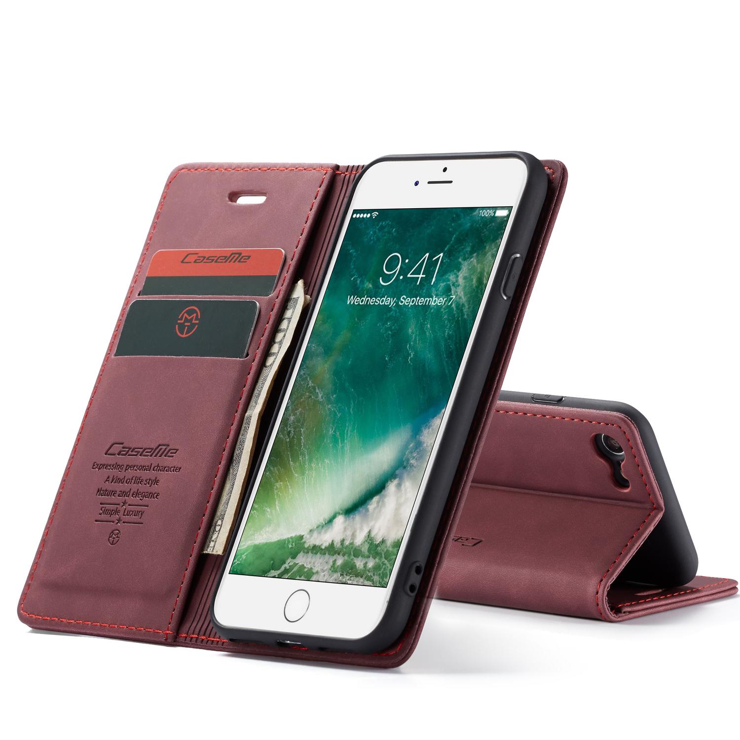Funda delgada con solapa iPhone SE (2022) rojo