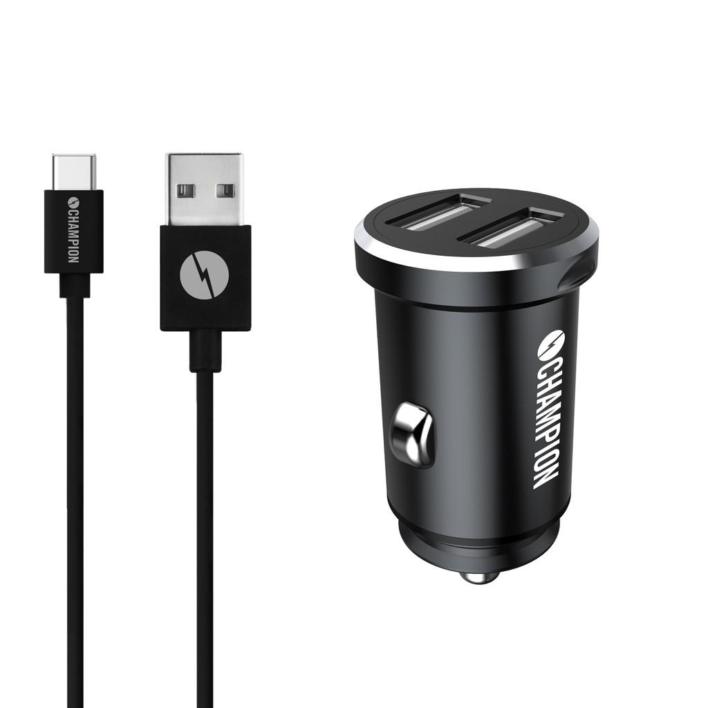 Cargue y sincronice USB-C Dual Coche Negro