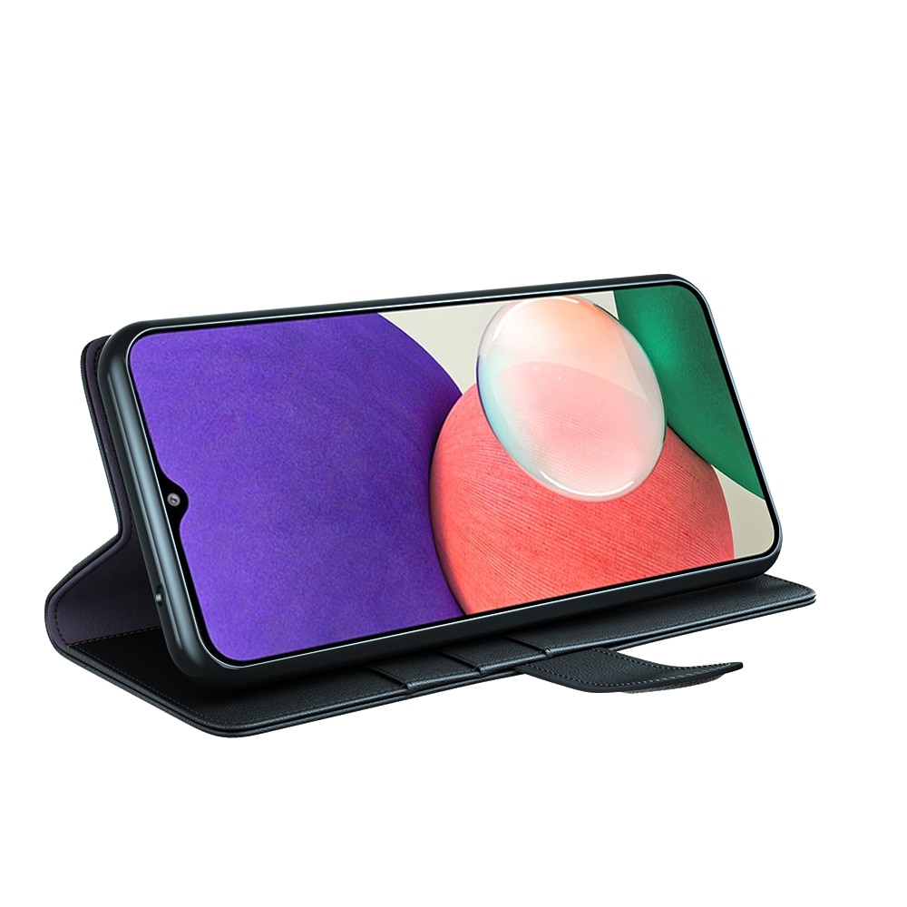 Funda de cuero genuino Samsung Galaxy A22 5G, Negro