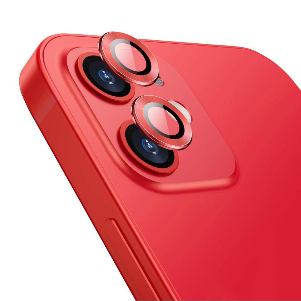 Cubre objetivo de cristal templado aluminio iPhone 12/12 Mini Rojo