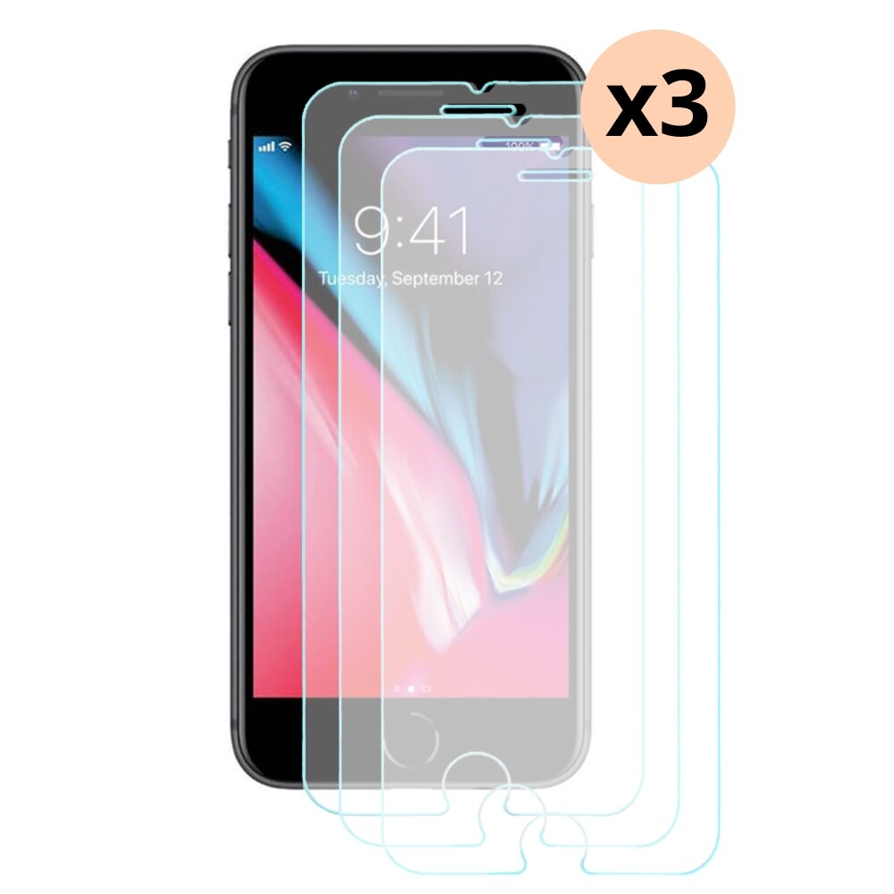 Kit para iPhone 7 3 piezas Protector de pantalla en cristal templado 0.3mm