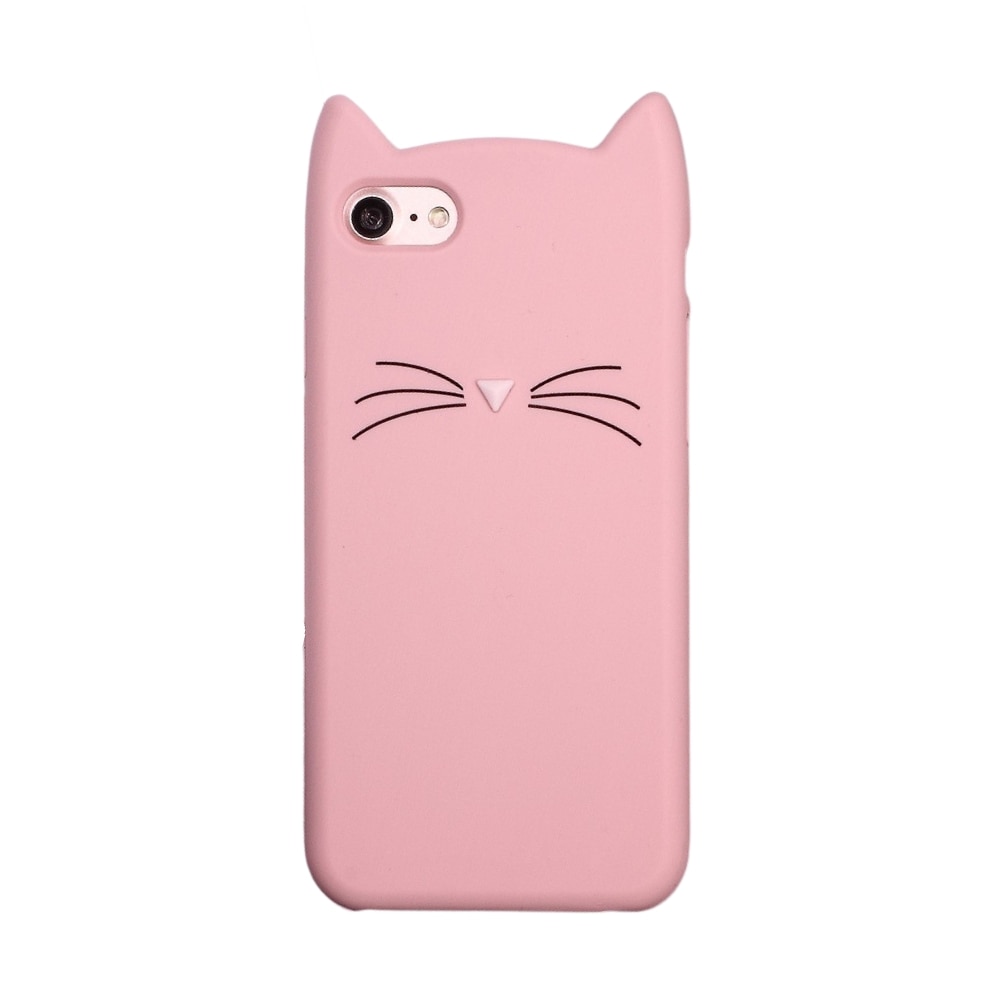 Funda de silicona Gato iPhone 7 rosado