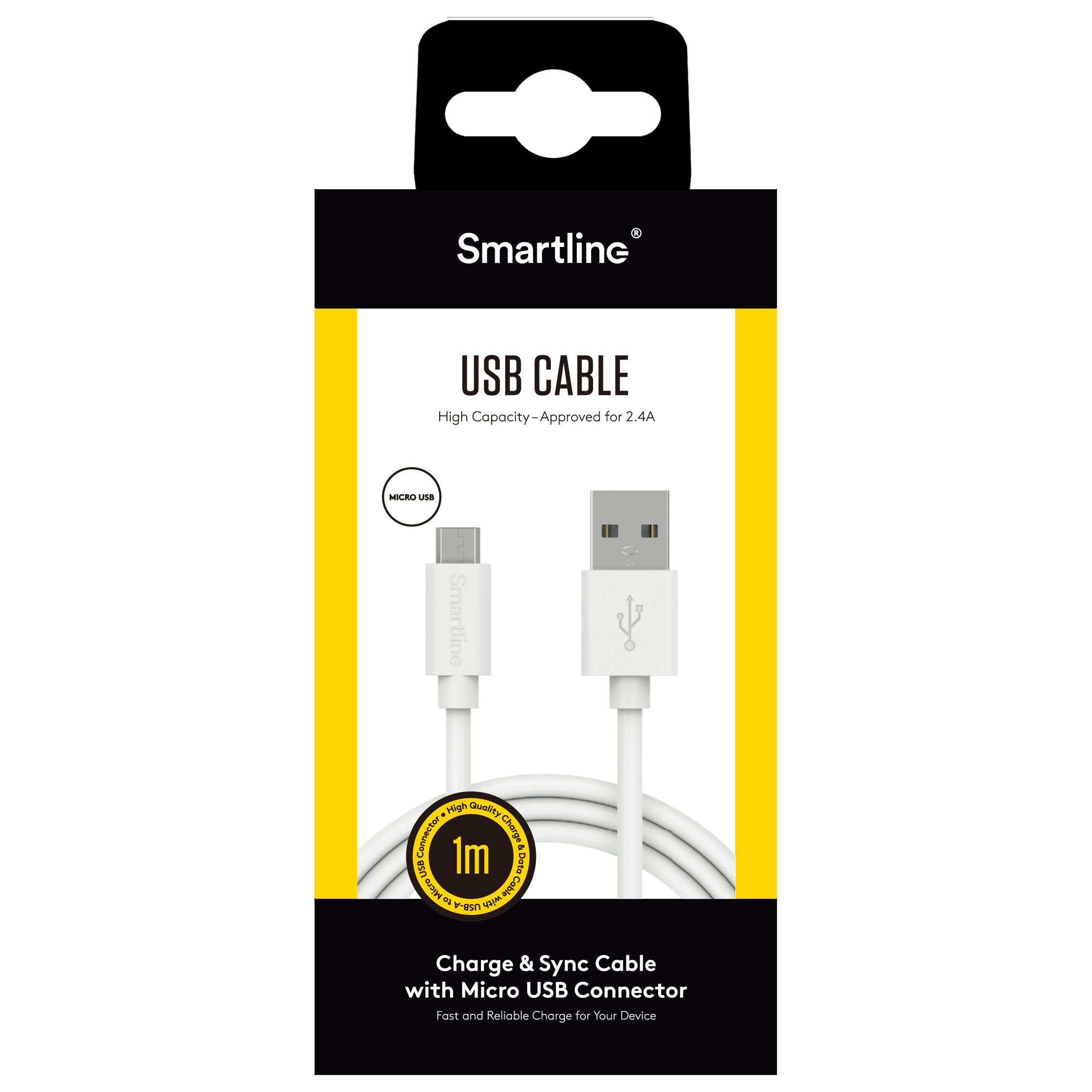 Cable USB-A a MicroUSB 1 metro Blanco