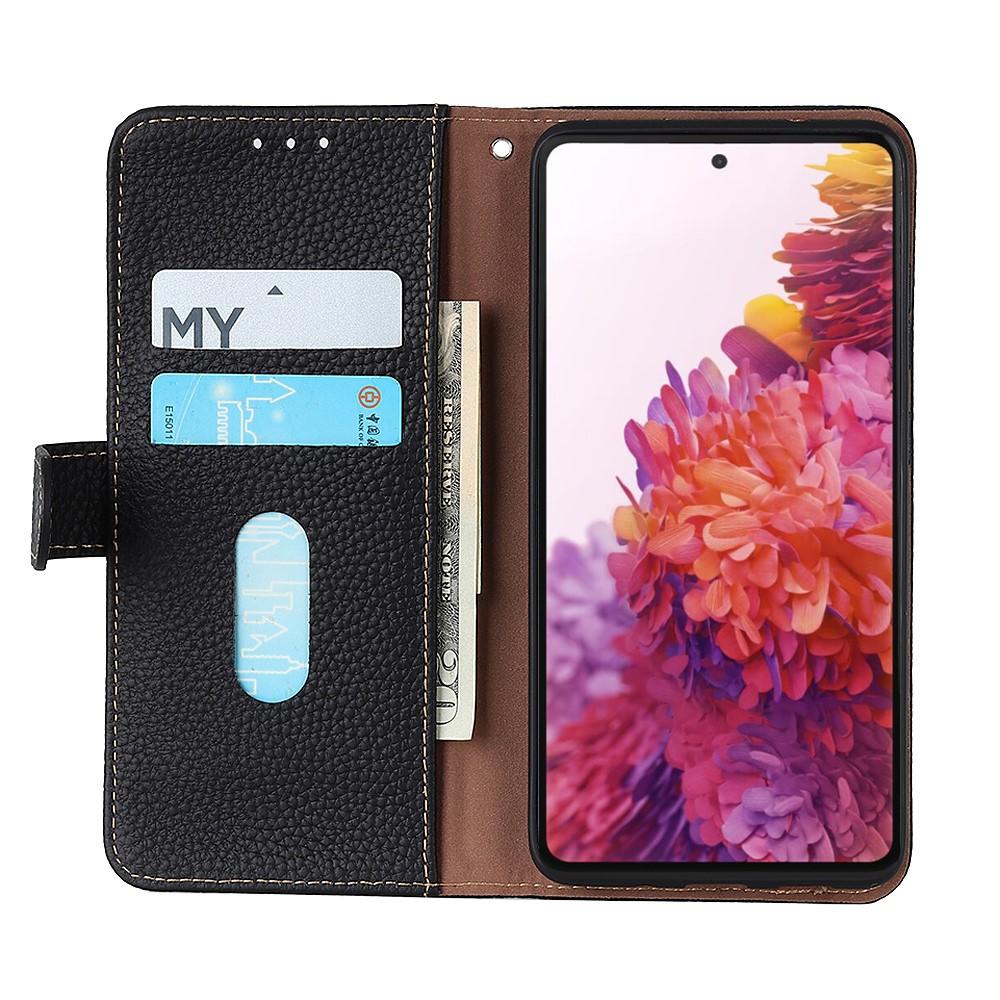 Real Leather Wallet Samsung Galaxy A72 5G Black
