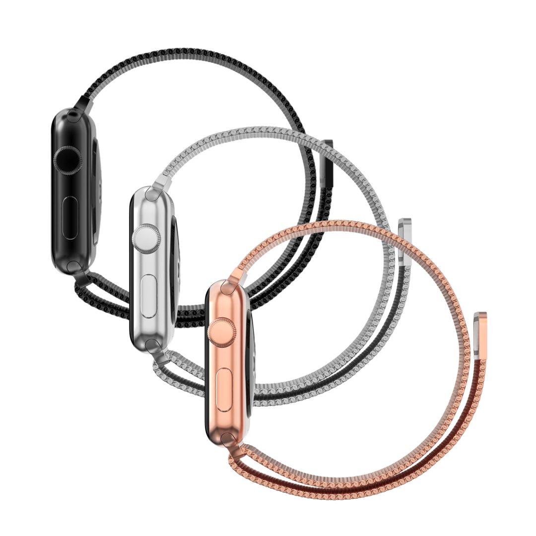 Kit para Apple Watch 38mm Pulsera milanesa negro, plata, oro rosa