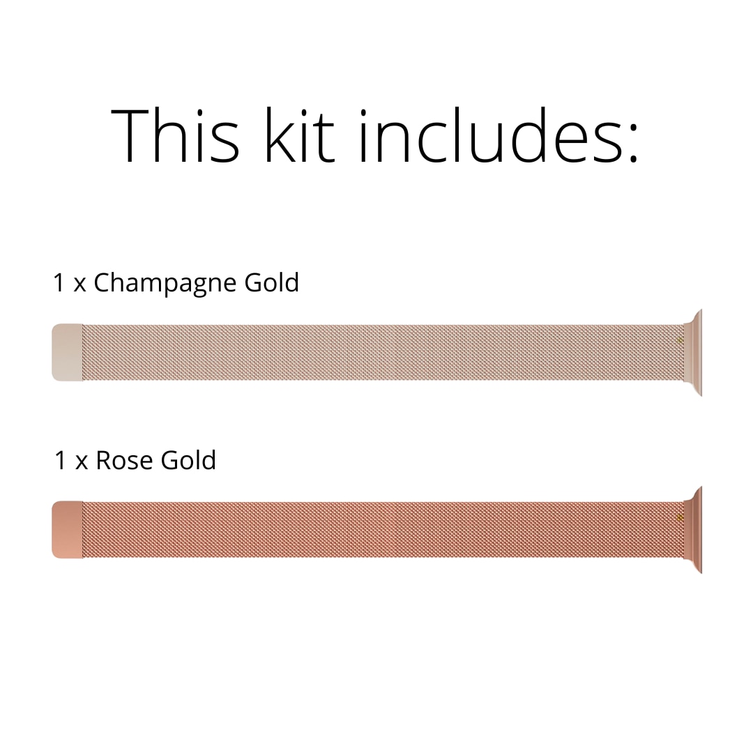 Kit para Apple Watch 41mm Series 9 Pulsera milanesa dorado champagne & oro rosa