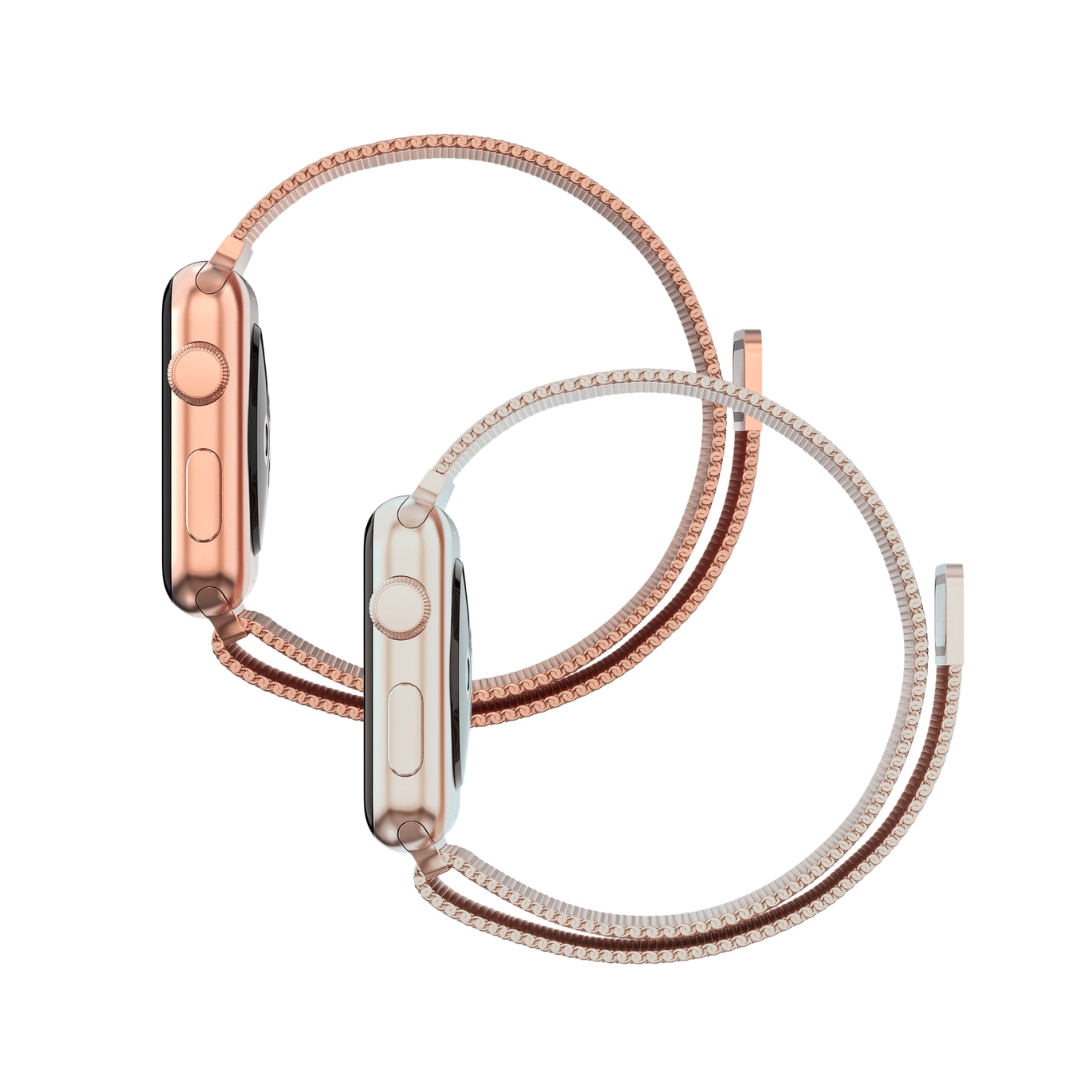 Kit para Apple Watch SE 3 44mm Pulsera milanesa dorado champagne & oro rosa