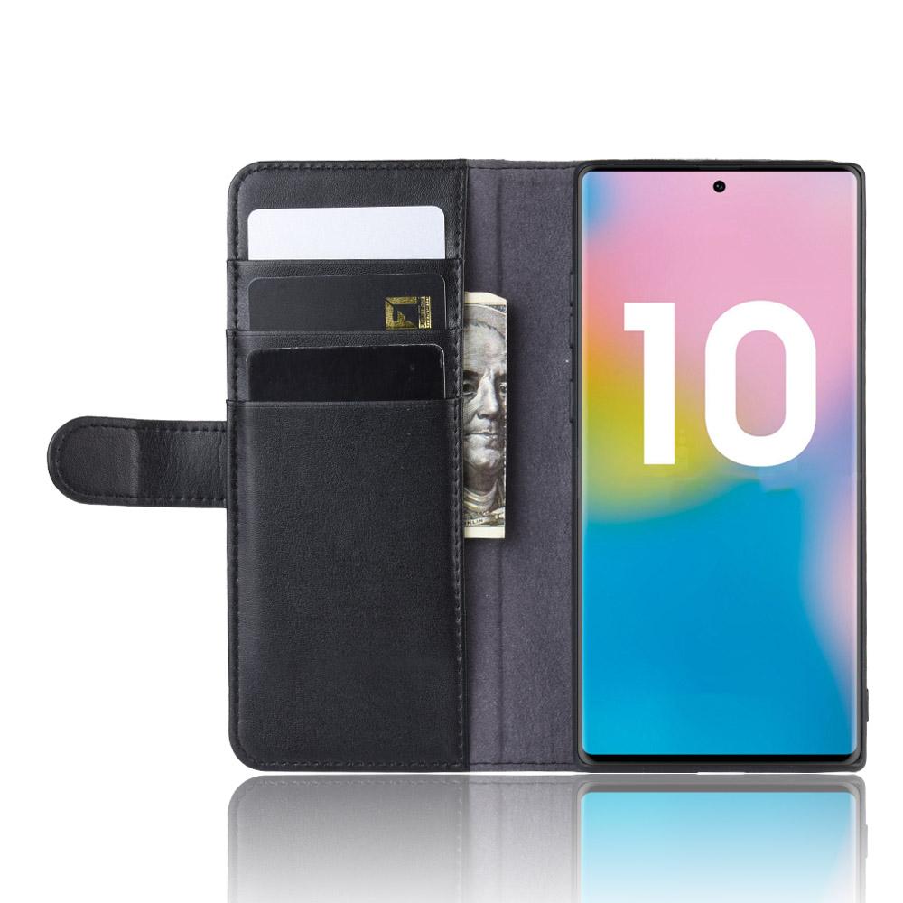 Funda de cuero genuino Samsung Galaxy Note 10 Plus, Negro